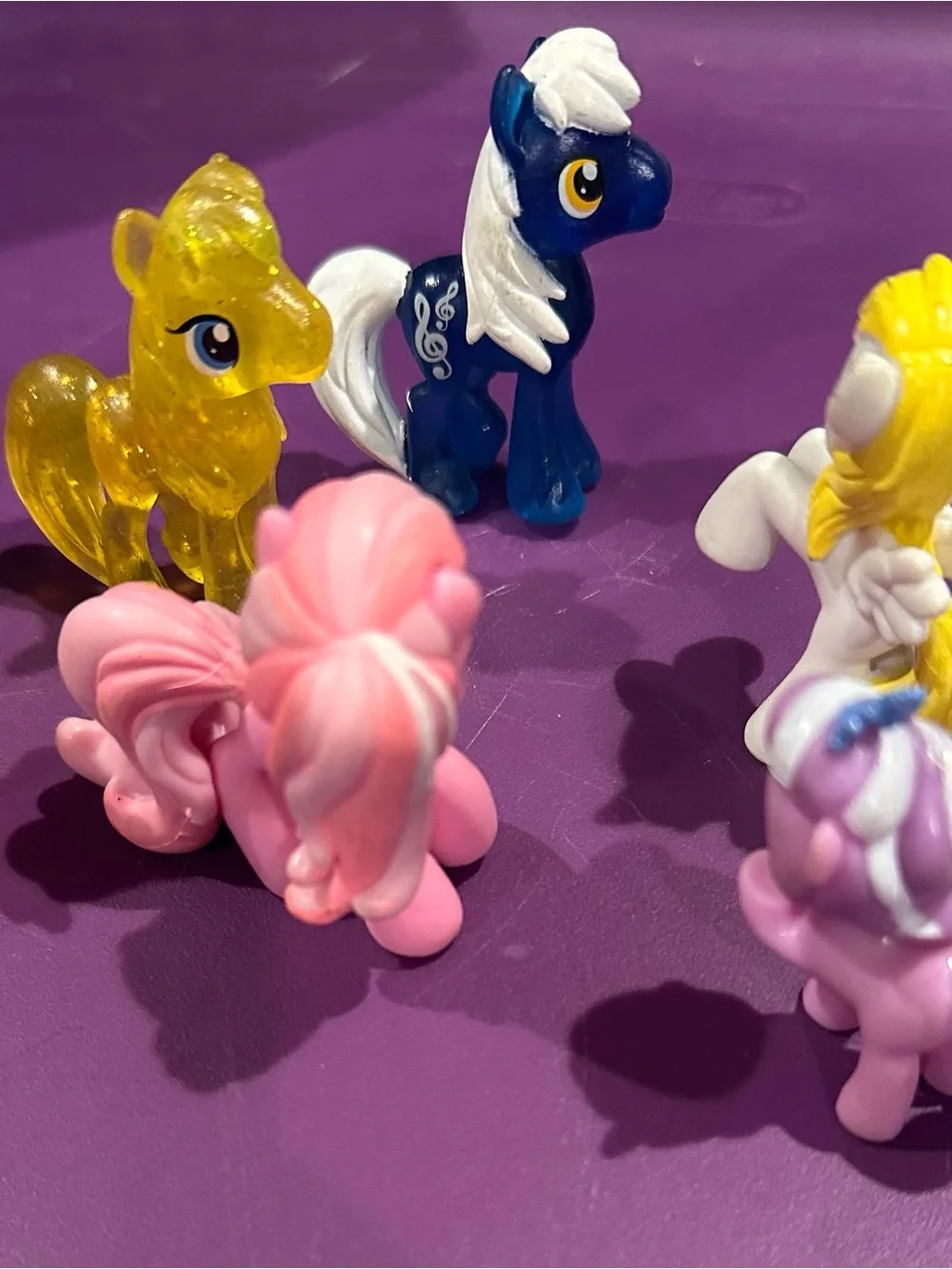 Hasbro Pink and Yellow Glitter Pony Figurine Duo